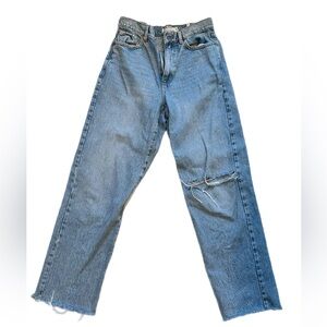 Distressed Garage Denim Blue Jeans